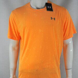 Under Armour Launch Splatter Men's T-shirt 2XL Fitted Short Sleeve Orange NWT